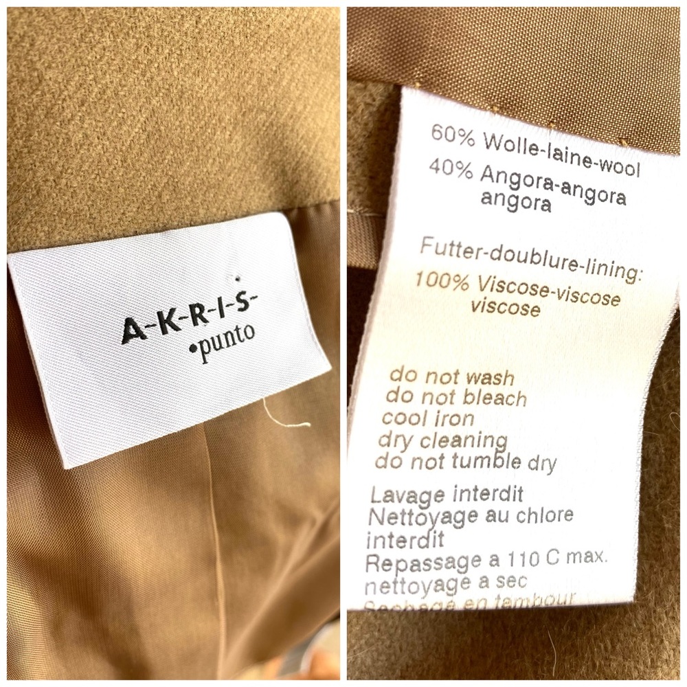Akris Punto camel color wool angora military style jacket- Small/6 - Picture 9 of 9